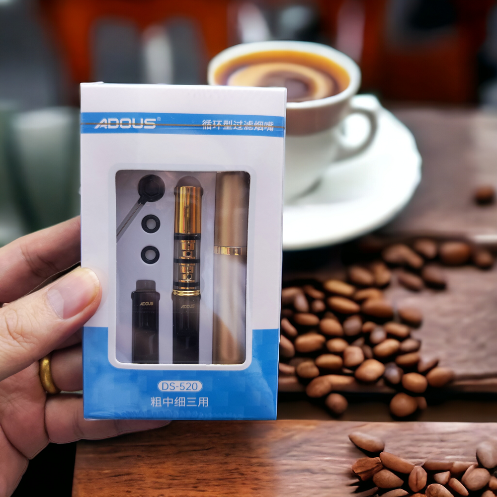 Bộ Đầu Lọc Thuốc Adous Đa Năng Dùng Được Cho Tất Cả Các Đầu Lớn &amp; Vùa &amp; Nhỏ . Có Hộp Đựng Tiện Lợi ,Tái Sử Dụng Nhiều Lần