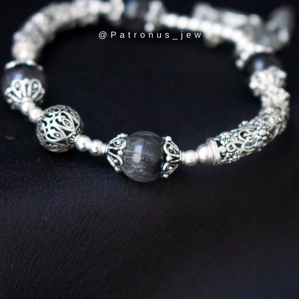 Vòng Tay Tóc Đen Phối Charm Bạc 925 VTTATDPC92522A Patronus