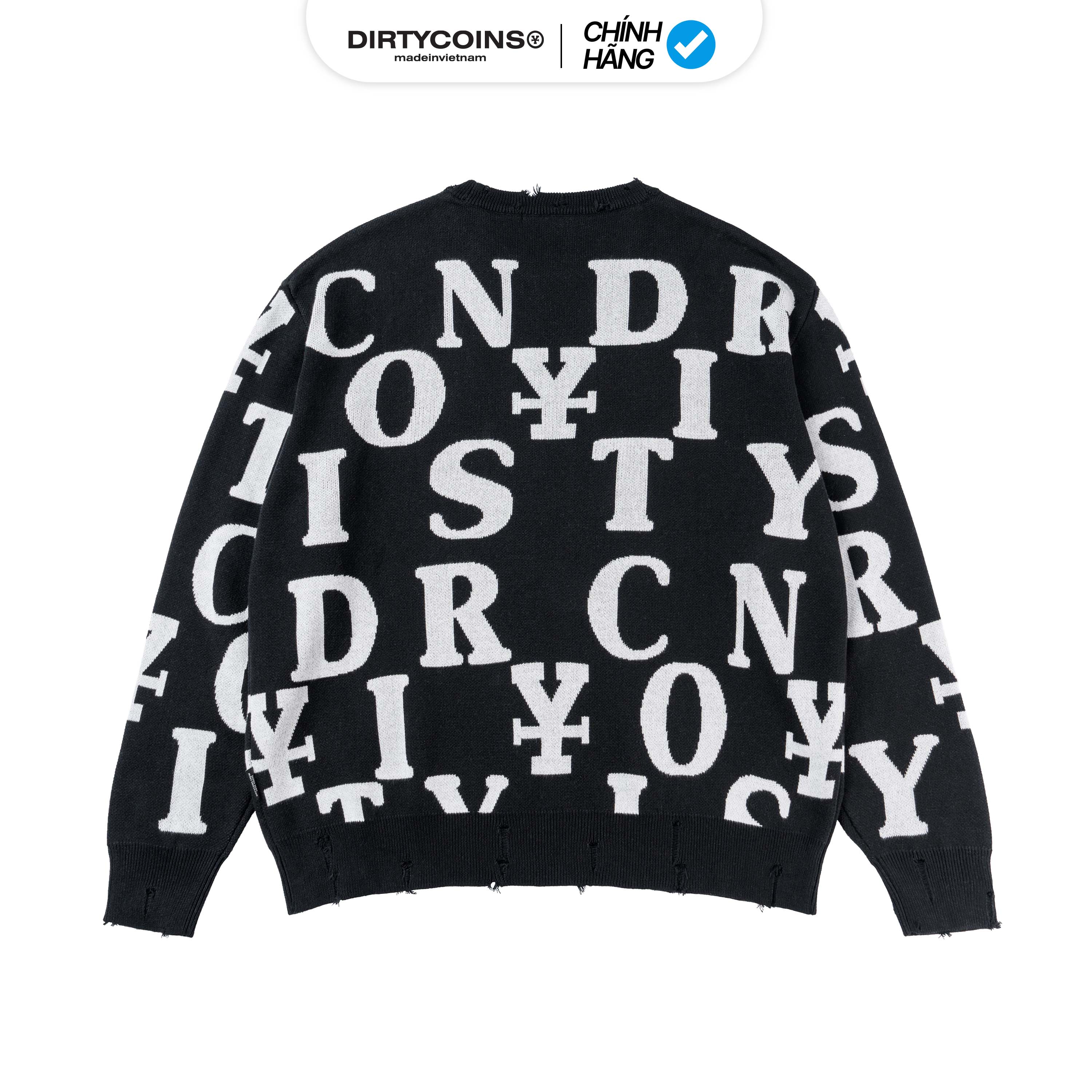 Áo Khoác DirtyCoins Letters Monogram Knit Sweater - Black