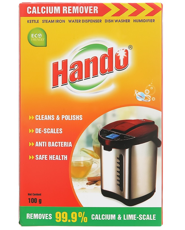 Combo 2 hộp 4 gói Bột tẩy cặn nước đá vôi ấm đun,bình đựng nước Hando 100Gr