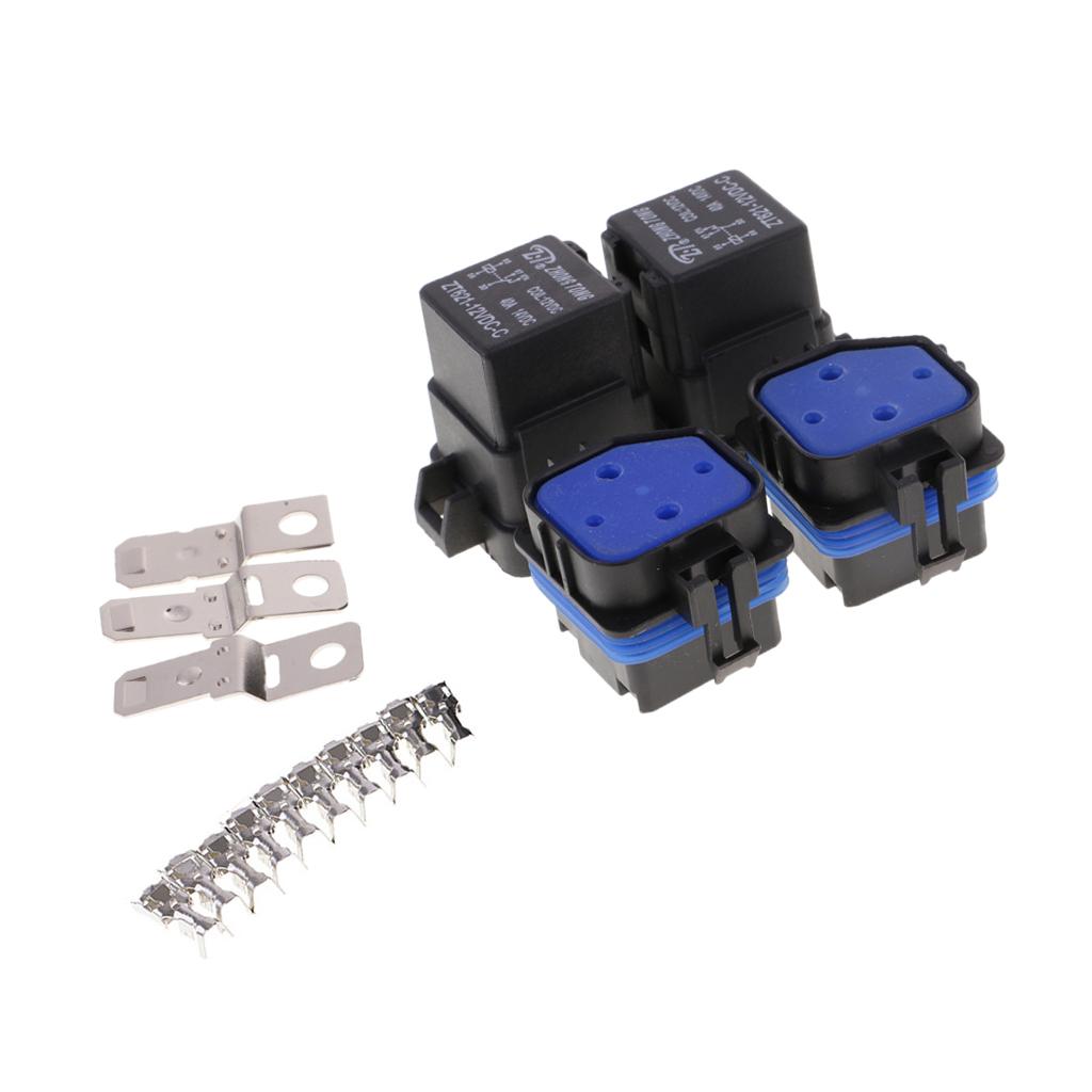 2 Set Universal Car Motorcycle Boat Automotive 40A 12V 5Pin Relay Socket Terminals Kit