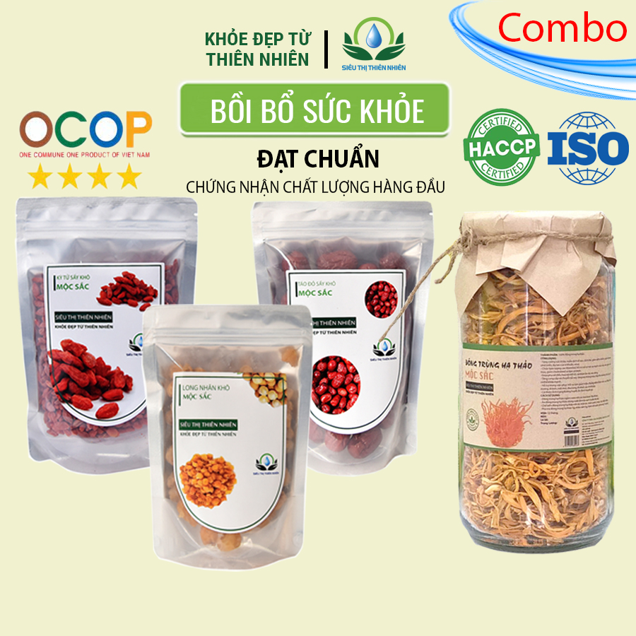 Combo Đại Bổ Táo Đỏ - Kỳ Tử - Long Nhãn - Đông Trùng Bồi Bổ Sức Khỏe, Tặng Người Thân Đối Tác