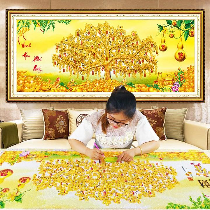 Tranh đá cây tiền vinh hoa phú quý YN5193 - kích thước: 129 * 52cm.