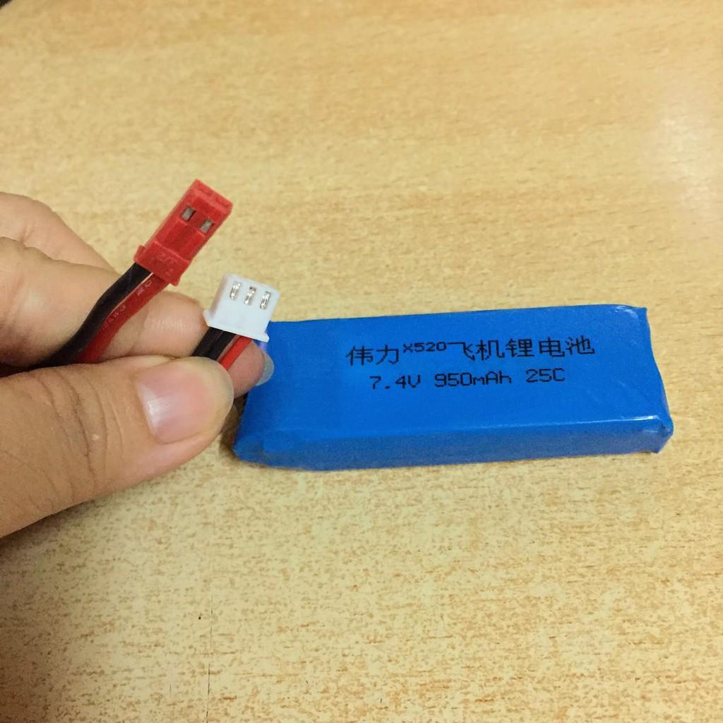 Pin sạc 7.4V 900-950mAh 25C cho XK X520