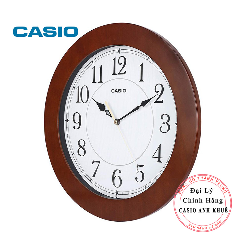 Đồng Hồ Treo Tường Casio IQ-133-5DF Vỏ Gỗ,  Kim Trôi Im Lặng