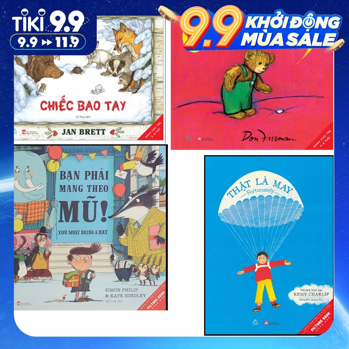 Combo Truyện tranh thiếu nhi song ngữ hay nhất: Bạn Phải Mang Theo Mũ!+Thật Là May+Corduroy+Chiếc Bao Tay