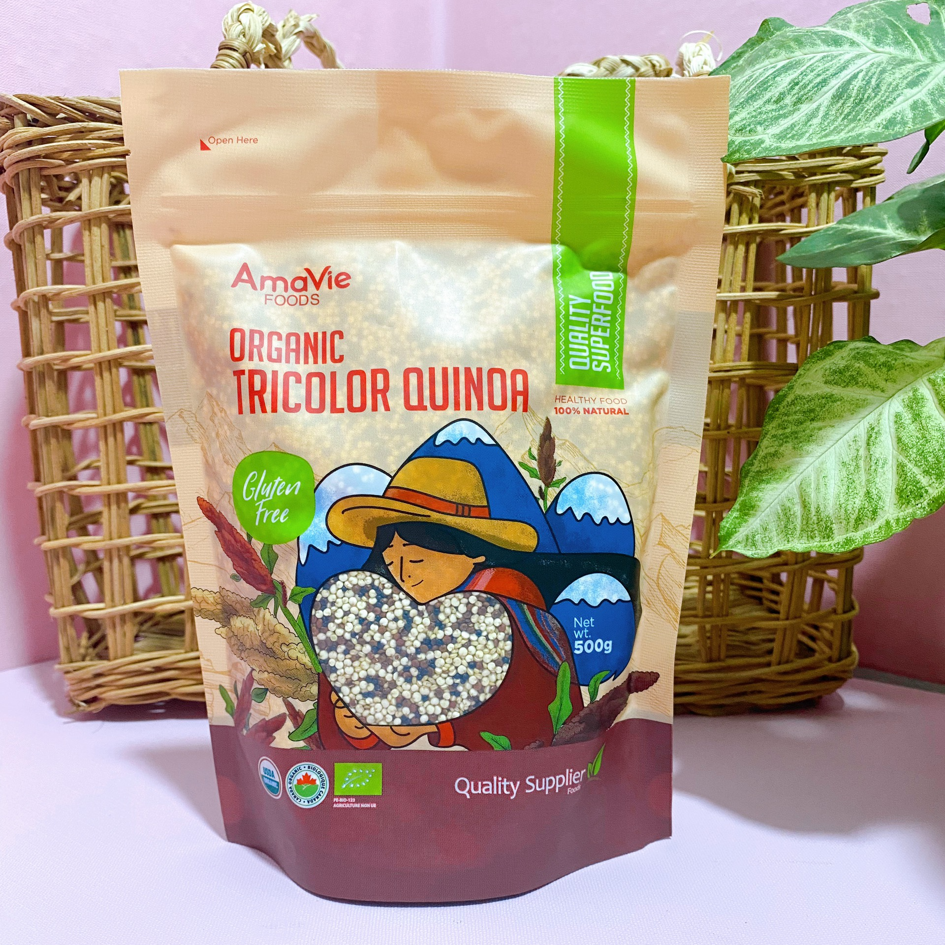 Hạt diêm mạch quinoa 3 màu hữu cơ Amavie Foods 500g