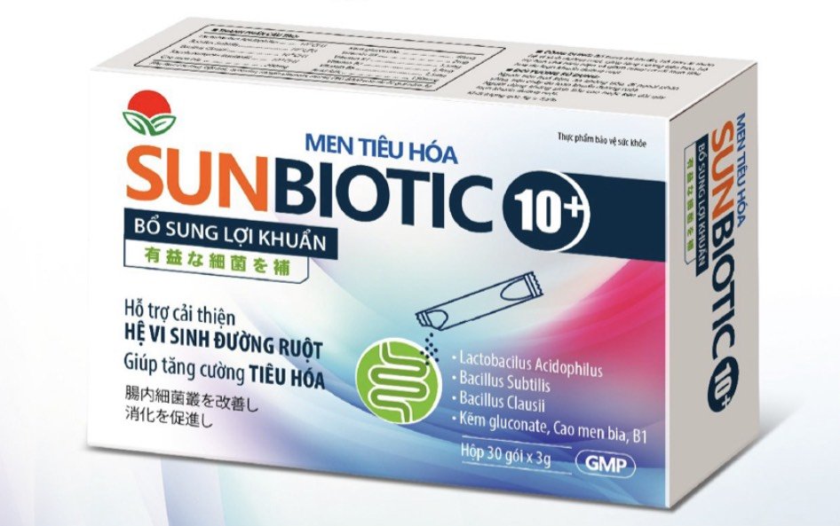 Men vi sinh Sunbiotic 10+ Sunway, hộp 30 gói x 3 gam, hỗ trợ tăng cường tiêu hoá