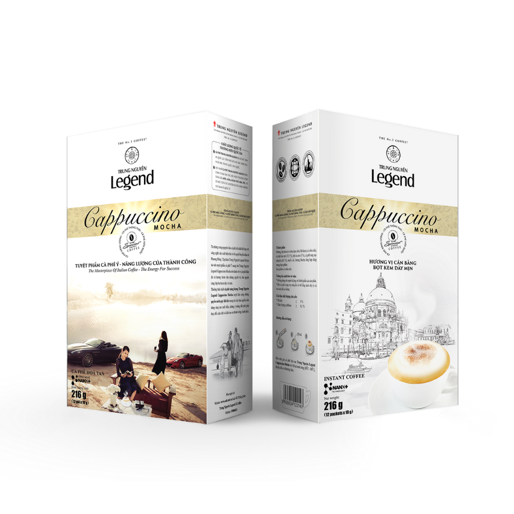 Trung Nguyên Legend - Cà phê hoà tan rang xay Cappuccino Mocha - Hộp 12 gói x 18gr ( có sữa)