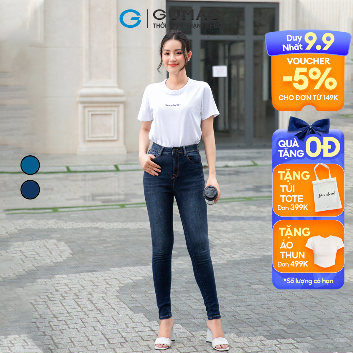 Quần Jeans nữ skinny tôn dáng trẻ trung năng động GUMAC QJD09041