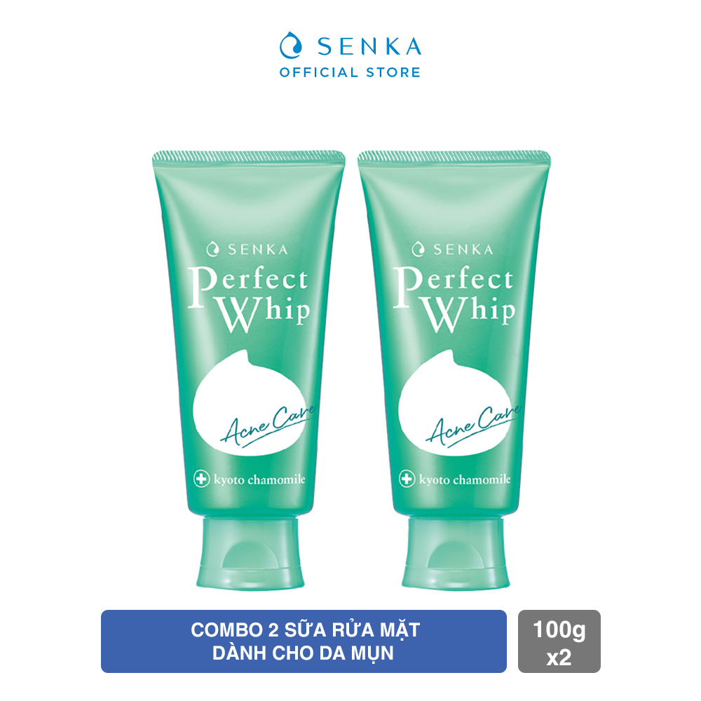 [TIẾT KIỆM HƠN] Bộ đôi Sữa rửa mặt tạo bọt cho da mụn chứa Salycilic Acid SENKA PERFECT WHIP ACNE CARE 100g