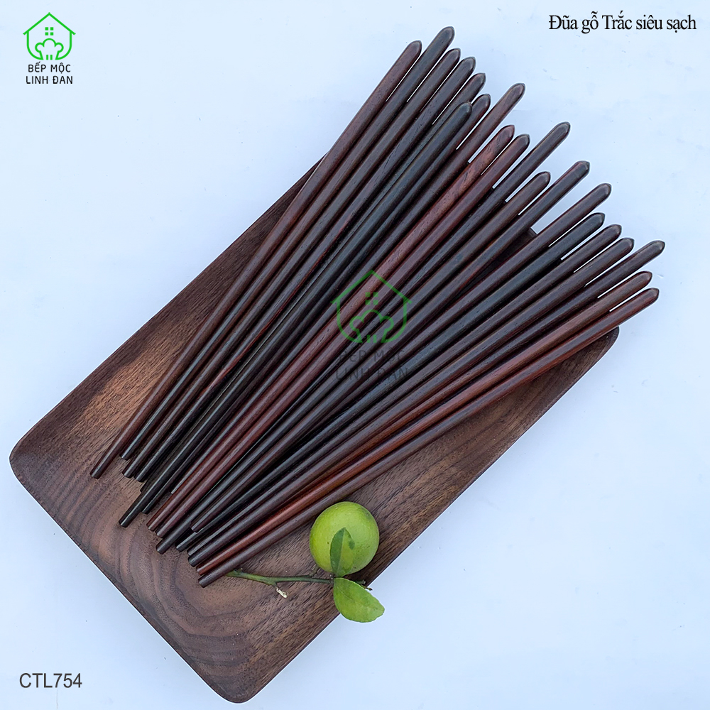 Đũa Ăn Cơm Gỗ Trắc Tự Nhiên Siêu Sạch HAHANCO Đầu Búp Cách Điệu