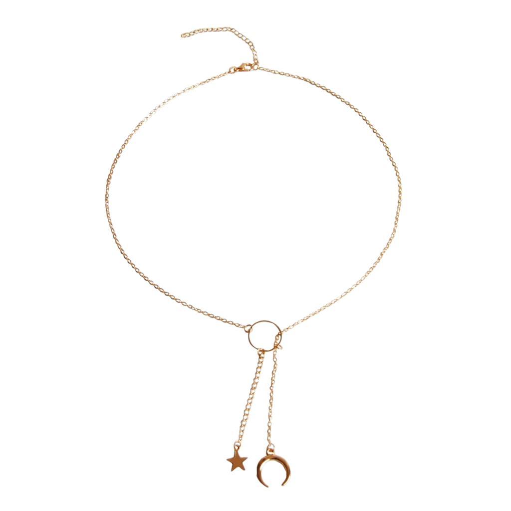 Moon Star Dangle Necklace Golden