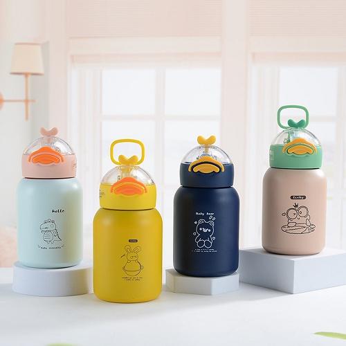 Bình Nước Giữ Nhiệt Inox 304 Cao Cấp Hình Vịt Con Đựng Nước Đi Học Cho Bé