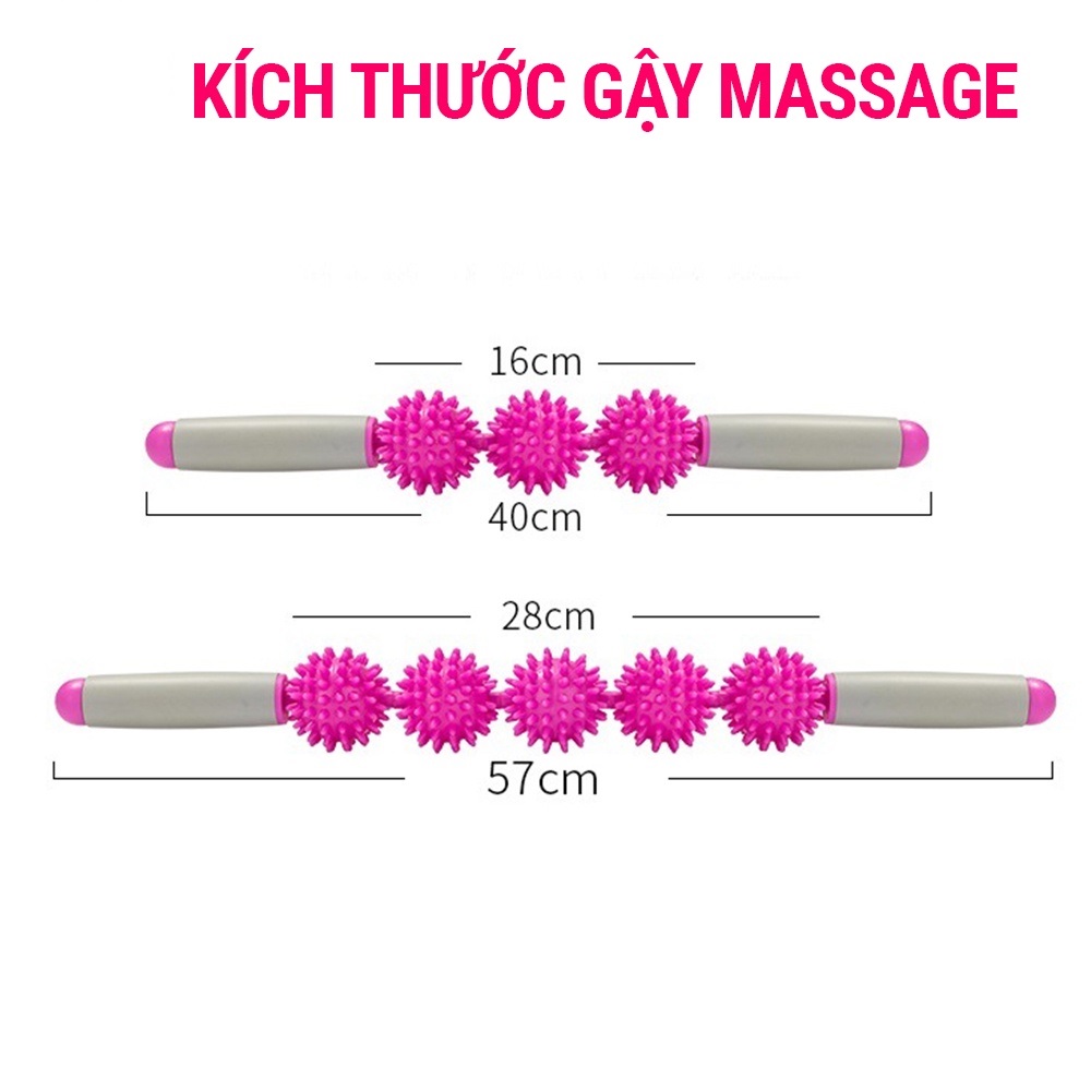 Con lăn Massage Mã M3-5 Có 5 bóng gai Xoay 360 Độ, Thanh Lăn lăn massage phục hồi cơ bắp hiệu quả khi tập thể dục Yoga Hiệu Quả Giúp Da Căng Và Săn Chắc