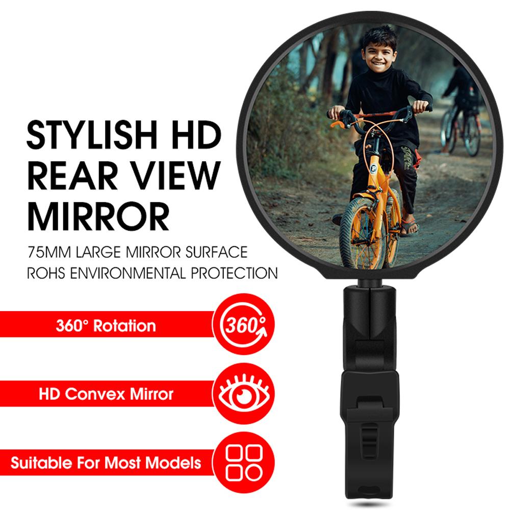 WEST BIKING Bicycle Mirror Wide-angle Convex Rear View Mirror for Road Bicycles Unbreakable Rotatable Rearview Safety Bicycle Handlebar Mirror