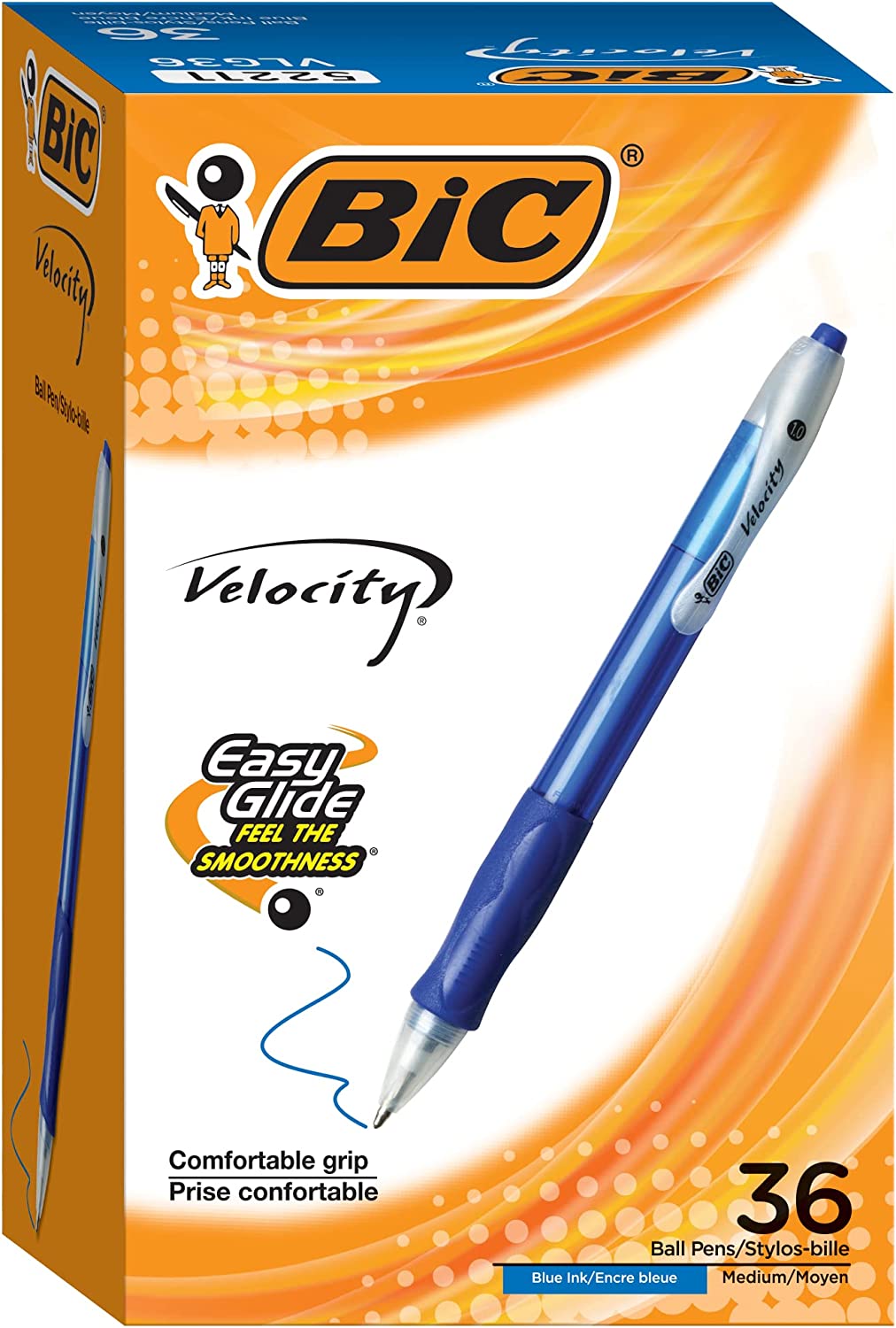 Bút bi siêu lướt BIC Velocity Retractable Ball Pen, 1 cây màu xanh, cỡ ngòi 1.0mm