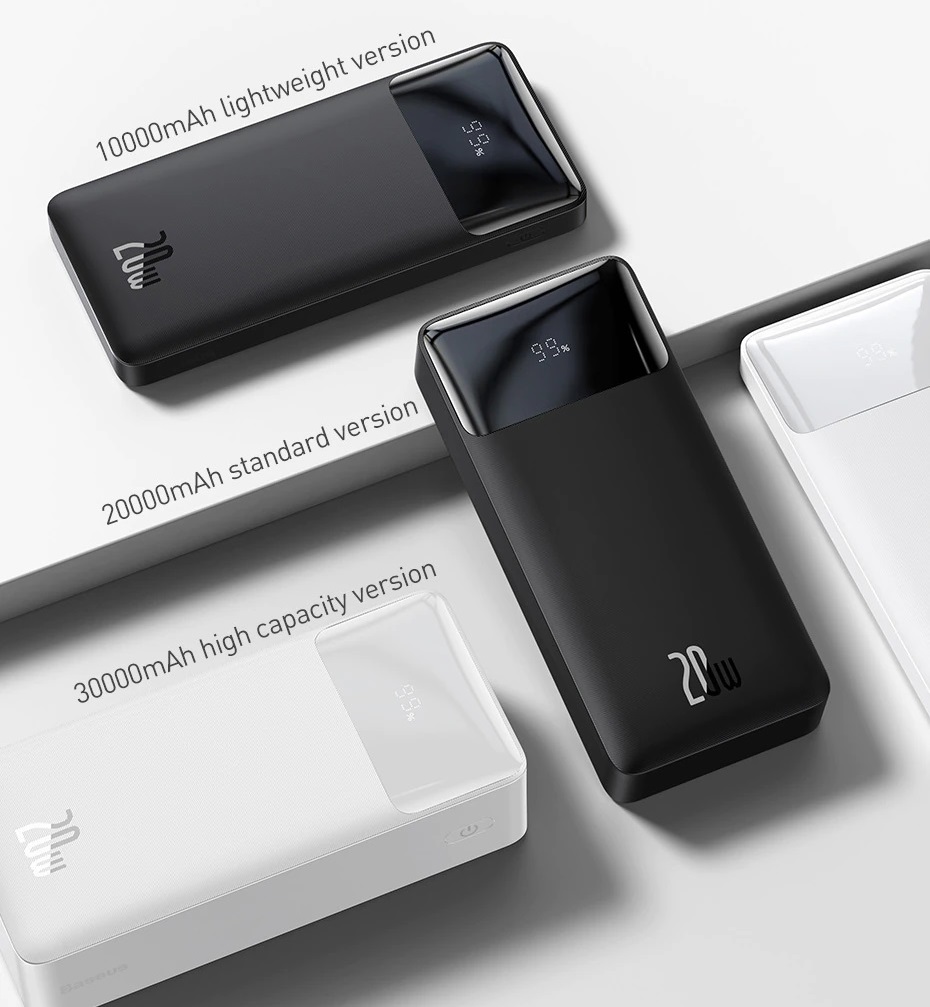 Pin sạc dự phòng Baseus Bipow Digital Display Power Bank 10000/20000mAh ( 15W/20W, USB*2+Type C , LED Display, 2 Way Fast charge )