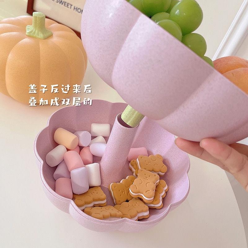 Hộp Đựng Trái Cây Hai Tầng Có Nắp Đậy Để Bàn Tiện Dụng