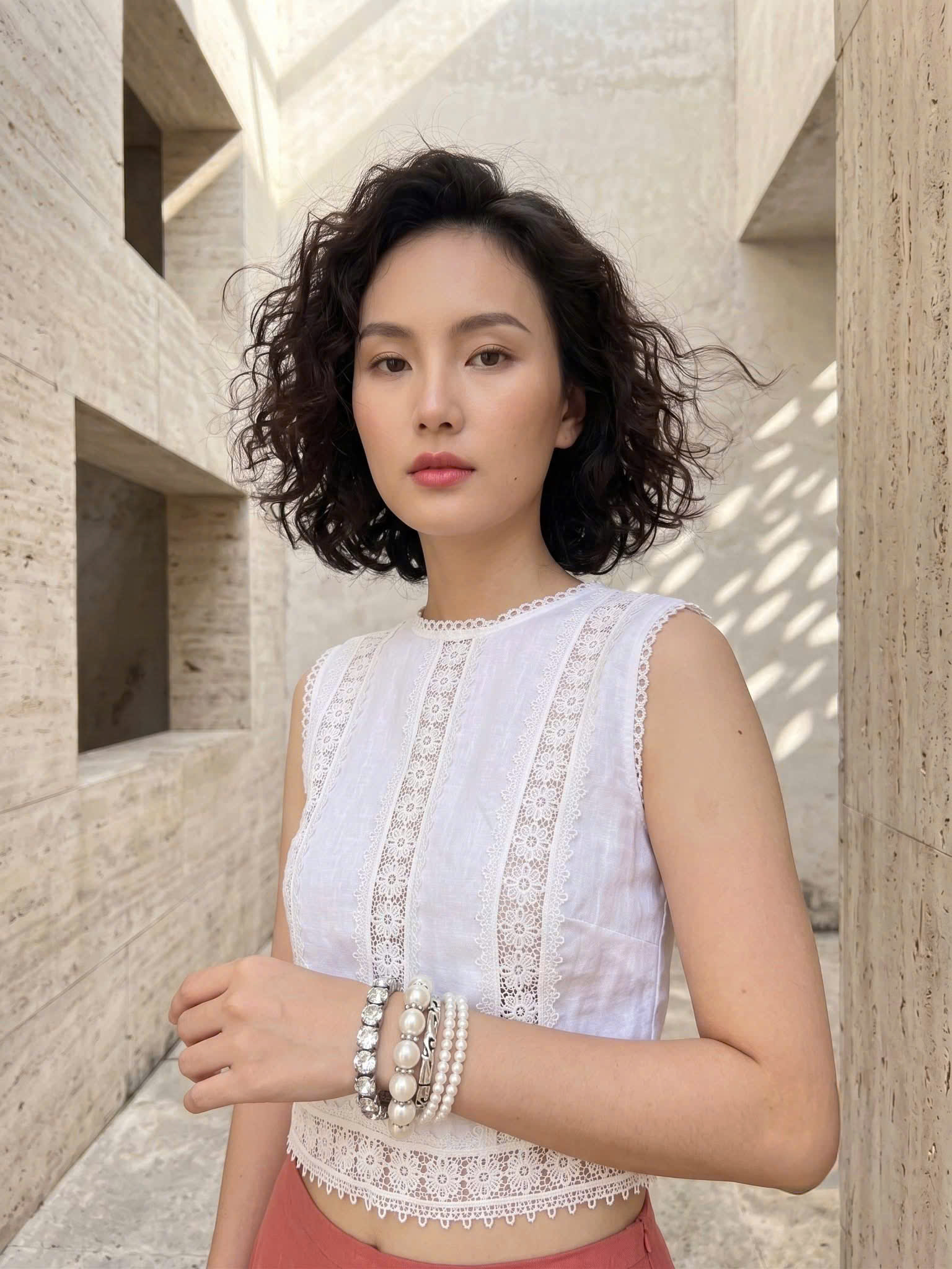 Áo Croptop Linen Trắng Phối Ren Cotton Minh Duyên Top255 Thời trang Hity