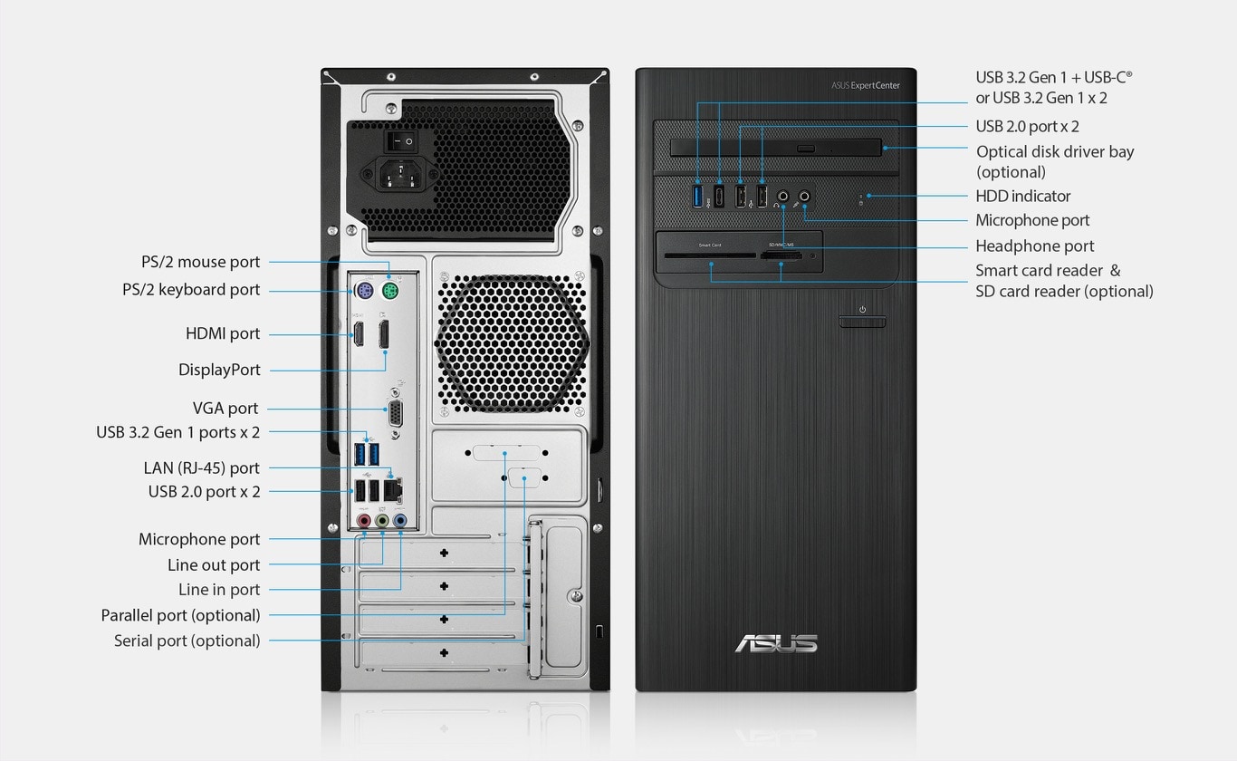 Máy tính để bàn PC đồng bộ thương hiệu Asus D500TD (Chip intel Core i5-12400 | RAM 8GB | SSD 256GB NVME | Win bản quyền) - Hàng Chính Hãng