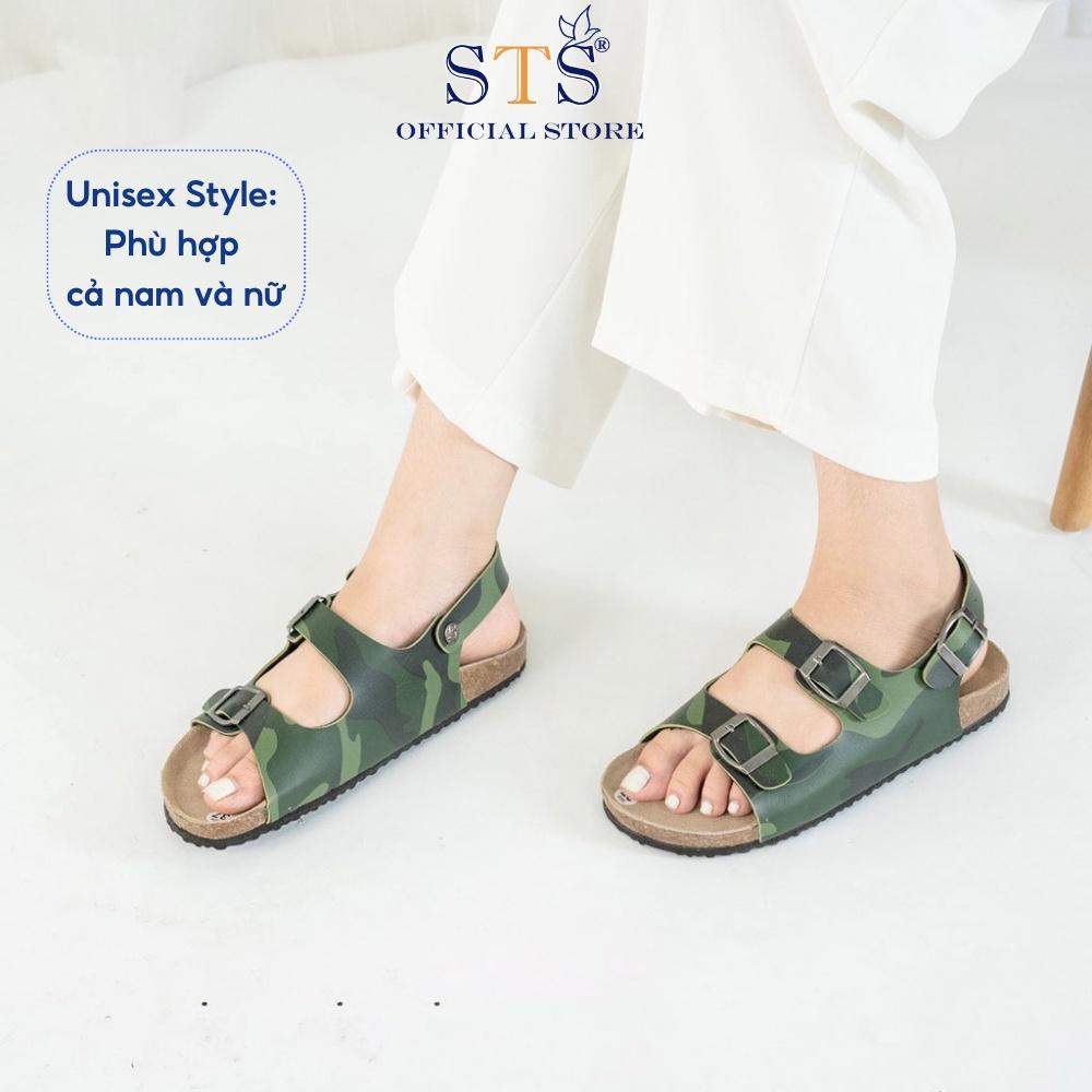 Giày Sandal Đế Trấu Mẫu Camo Rằn Ri Quai Ngang Da PU cao cấp xuất khẩu,Chống nước,dễ lau chùi CM02