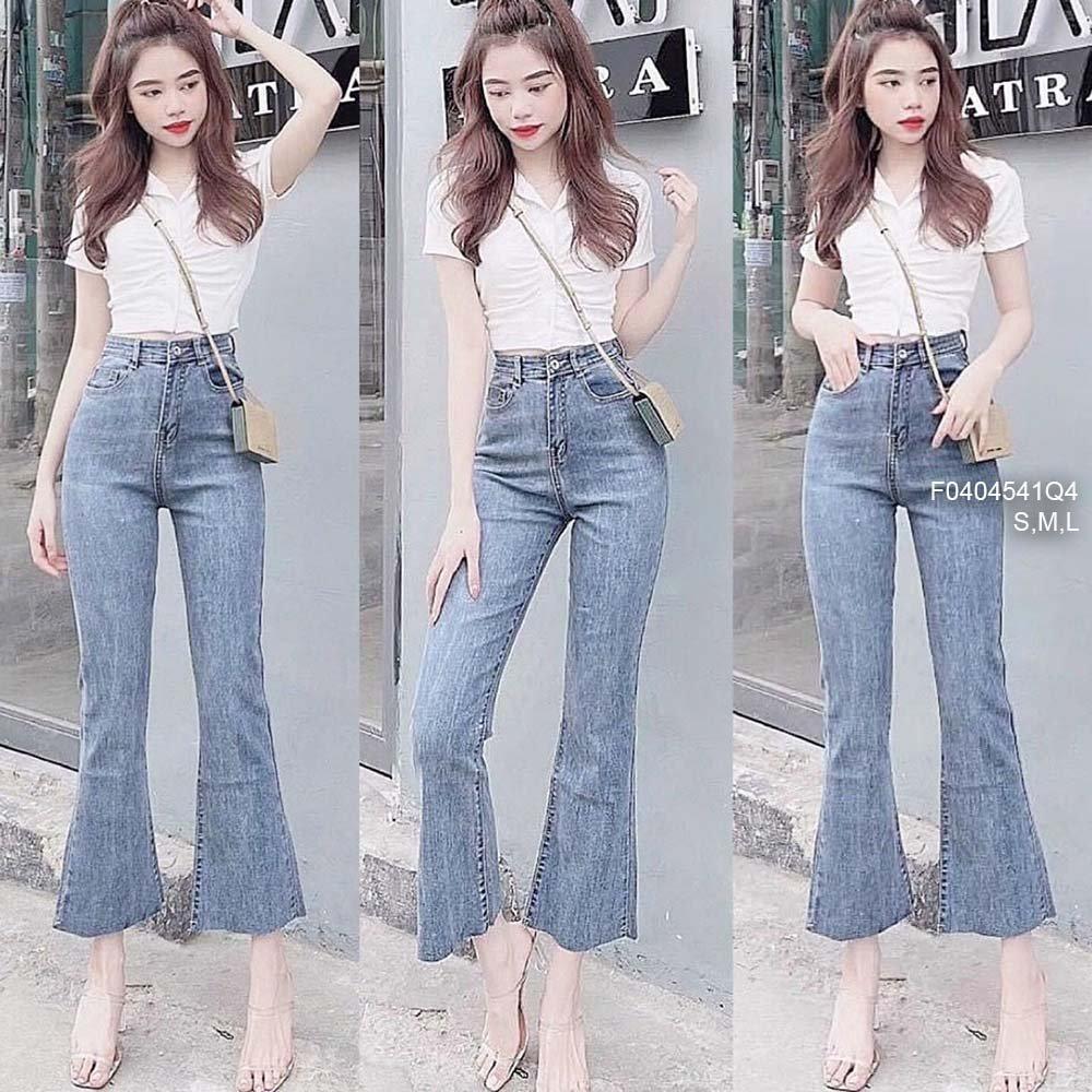 Quần jean dài ống loe lưng cao