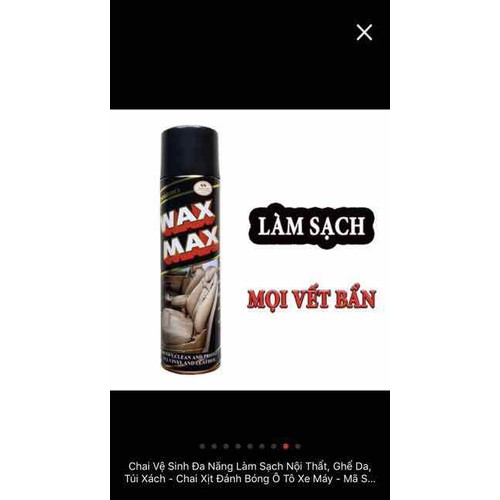 Xịt bóng nội thất đồ da, nhựa, gỗ... WAX MAX bình 500ml - Hàng Chính Hãng