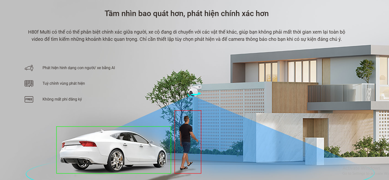 Camera WiFi EZVIZ H80F 3 ống kính 2K 4MP siêu nét cả ngày lẫn đêm, có màu đêm, AI phát hiện người - Hàng chính hãng