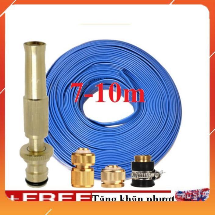 Bộ dây vòi xịt bơm nước tưới rửa , tăng áp 3 lần, loại 7m, 10m 206587 đầu đồng,cút đồng,+ khăn phượt
