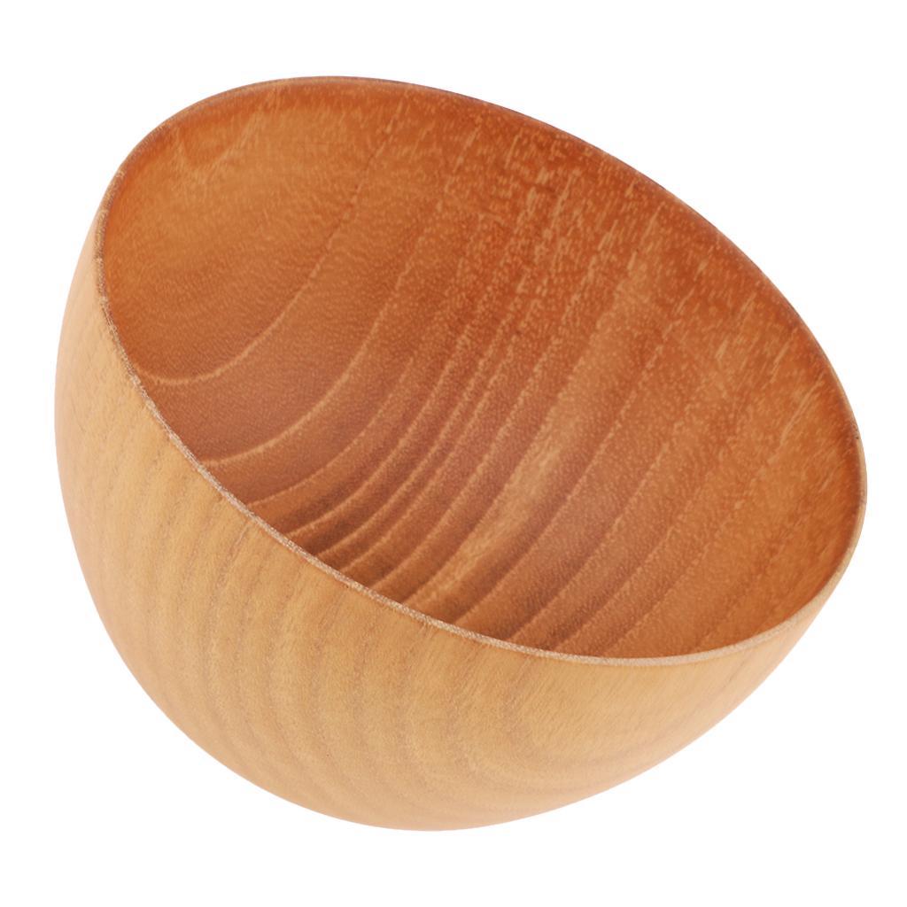 Round Wooden Cereal Bowl Food Container Camping Dinner Lunch Tableware