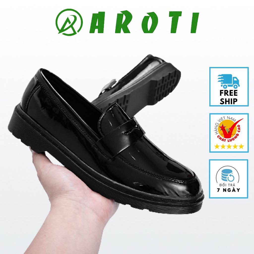 Giày Lười Nam AROTI Form Loafer Chất Da Đẹp Cao Cấp,Đế Khâu giúp tăng 3 cm Dáng Mọi Lịch Lãm Màu Đen - Đủ size G608-Đen