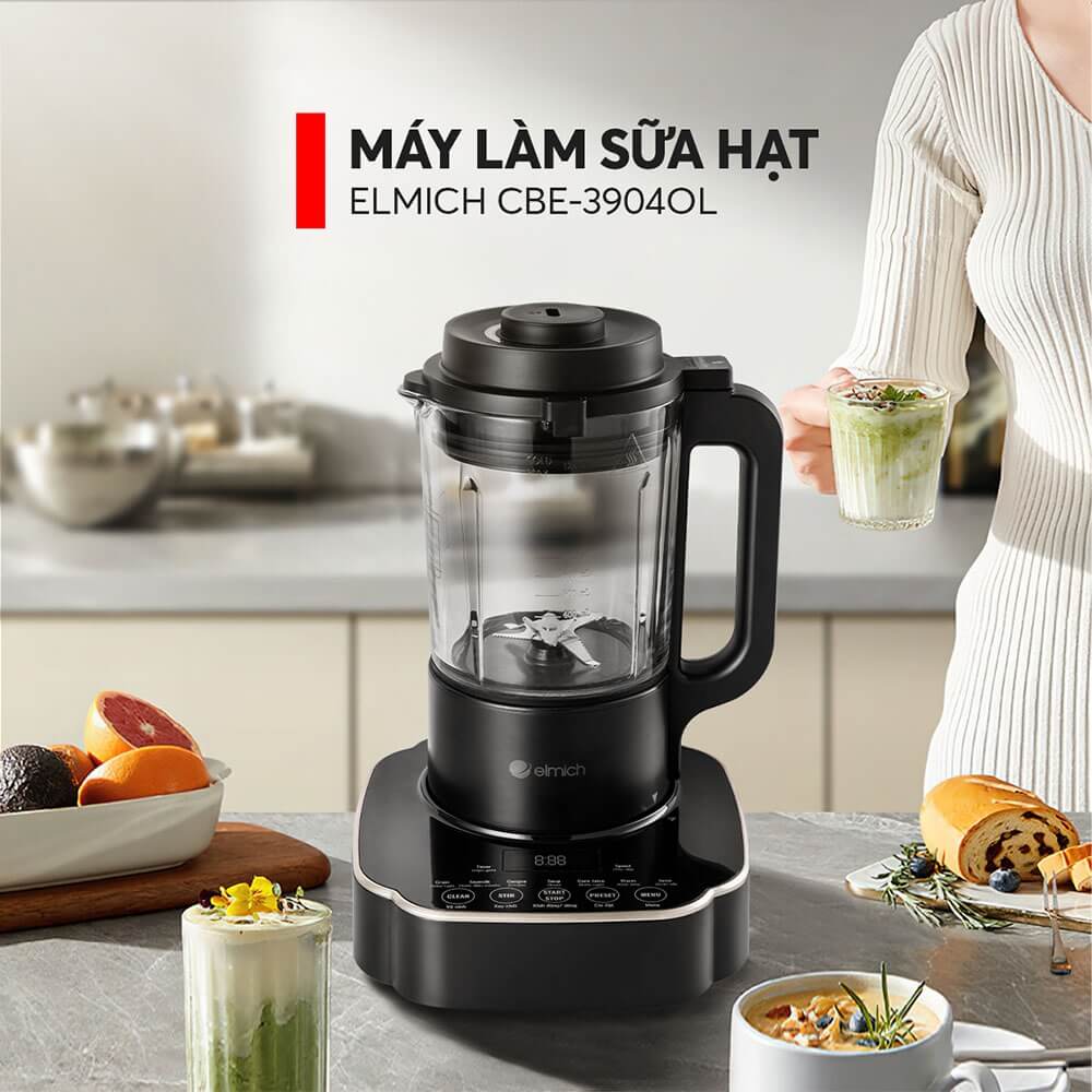 [NEW] Máy làm sữa hạt Elmich CBE-3904OL, công suất 800W, 7 chế độ nấu được thiết lập sẵn, lưỡi dao 3 tầng 8 cánh giúp xay nhuyễn - Hàng chính hãng