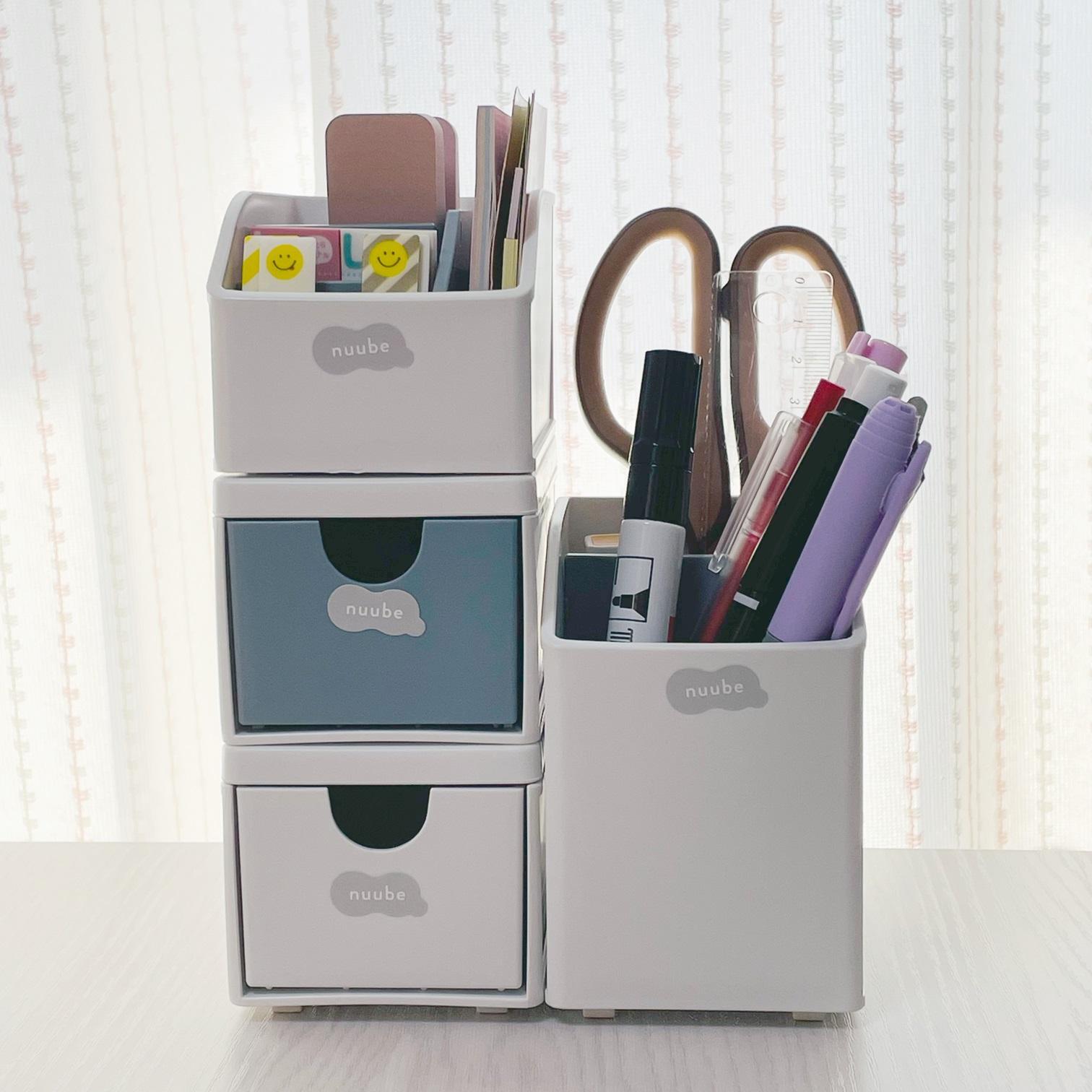 Khay đựng giấy nhớ &amp; đồ dùng văn phòng phẩm Nuube - Xám xanh