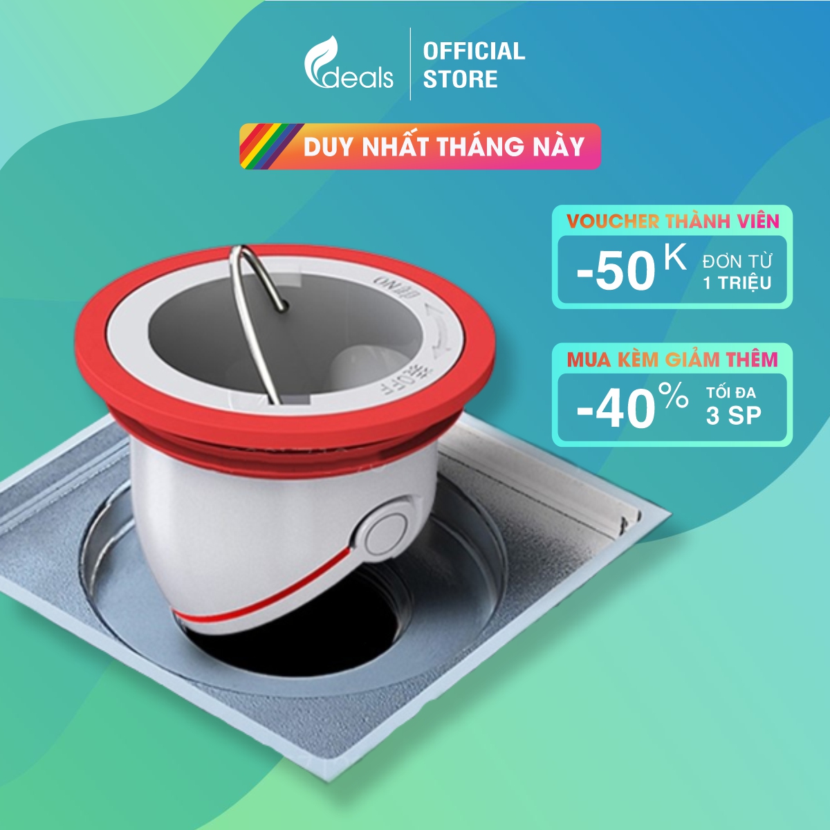 Nắp Ngăn Mùi Thoát Sàn ECODEALS – Chặn Mùi Hôi Cống, Chống côn trùng, Chống trào ngược – MẪU MỚI CẢI TIẾN, ĐỦ KÍCH CỠ – Mẫu E 90mm