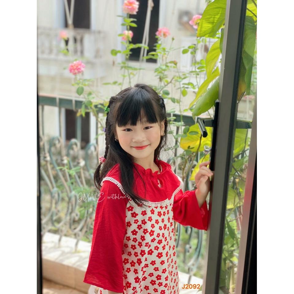 Áo dài hoa cách tân mặc tết cho bé gái bigsize 12-29kg hàng thiết kế cao cấp