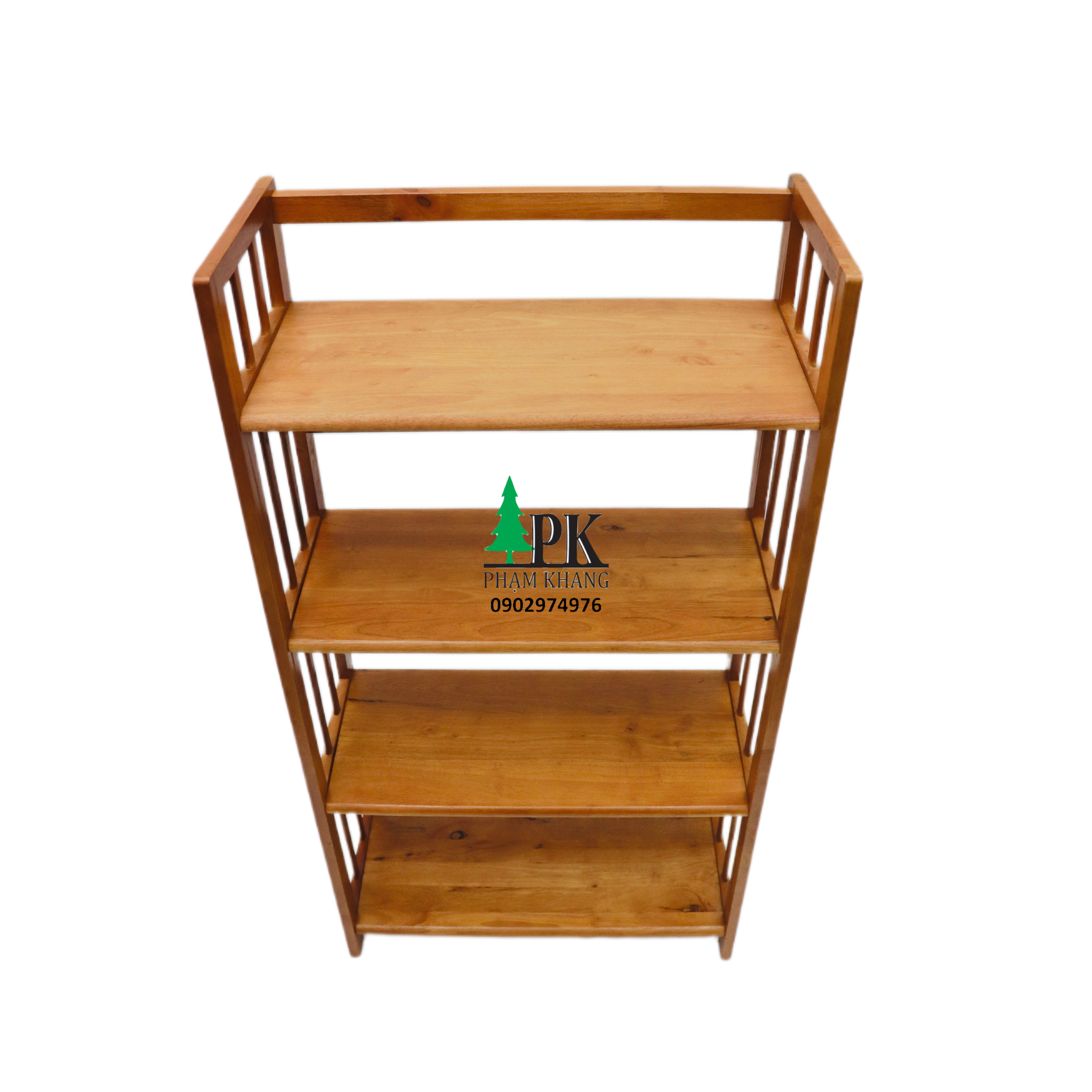 Kệ sách 4 tầng rộng 64 cm Start Decor - Gỗ cao su tự nhiên - Màu Gỗ Tự Nhiên/ Vàng Cherry