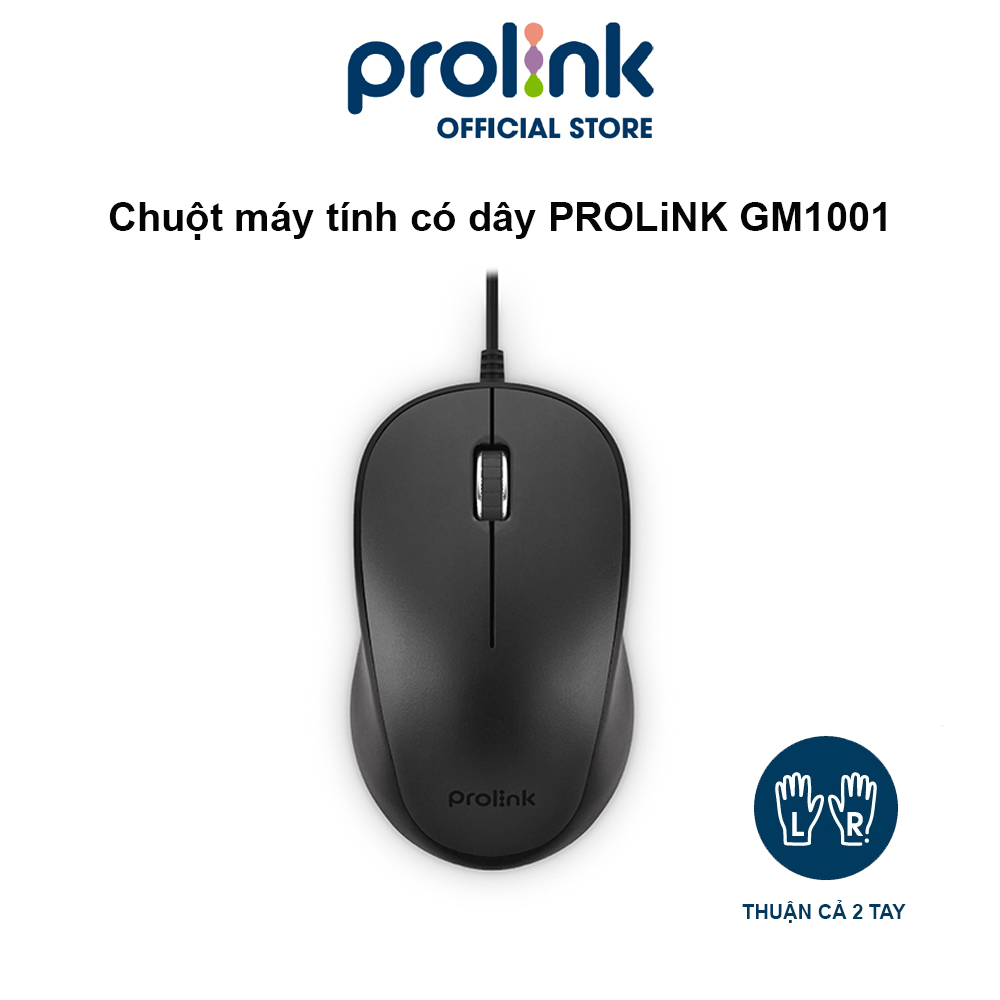 Chuột máy tính có dây PROLiNK GM1001 giá rẻ, kiểu dáng nhỏ gọn, độ nhạy cao dành cho PC, Laptop - Hàng chính hãng