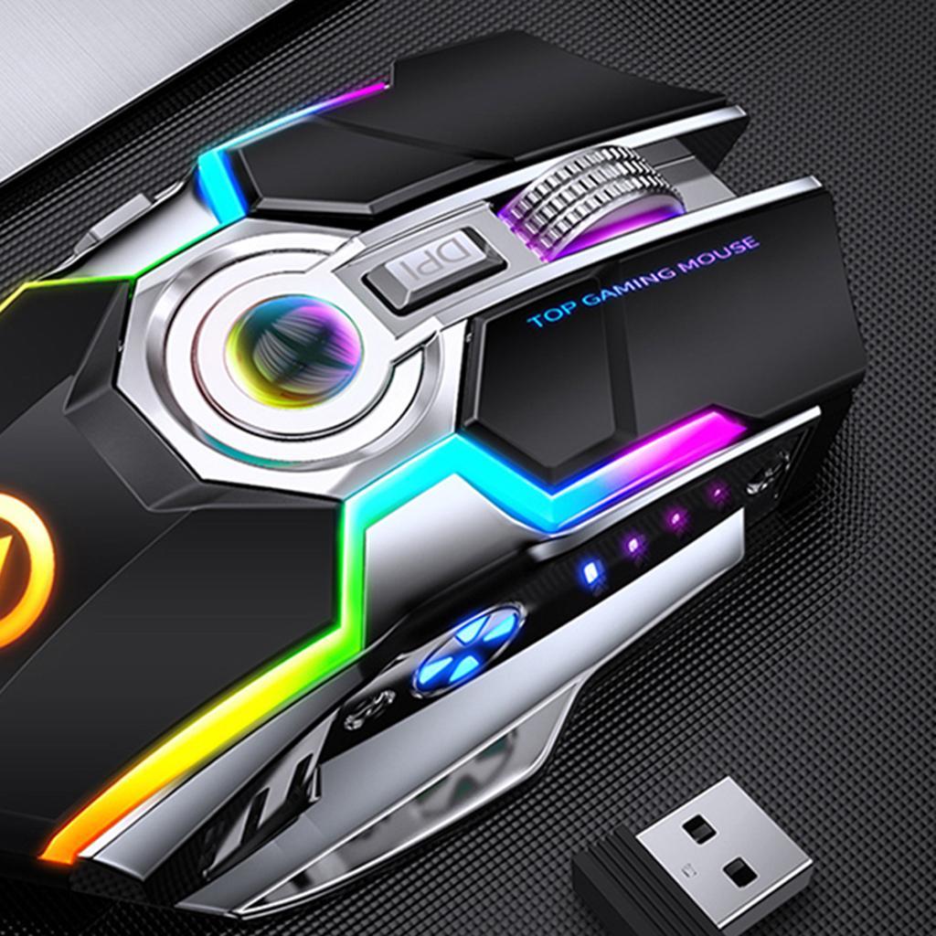 A5 Wireless Gaming Mouse, RGB Mouse Gaming Ergonomic Backlit 7 Black