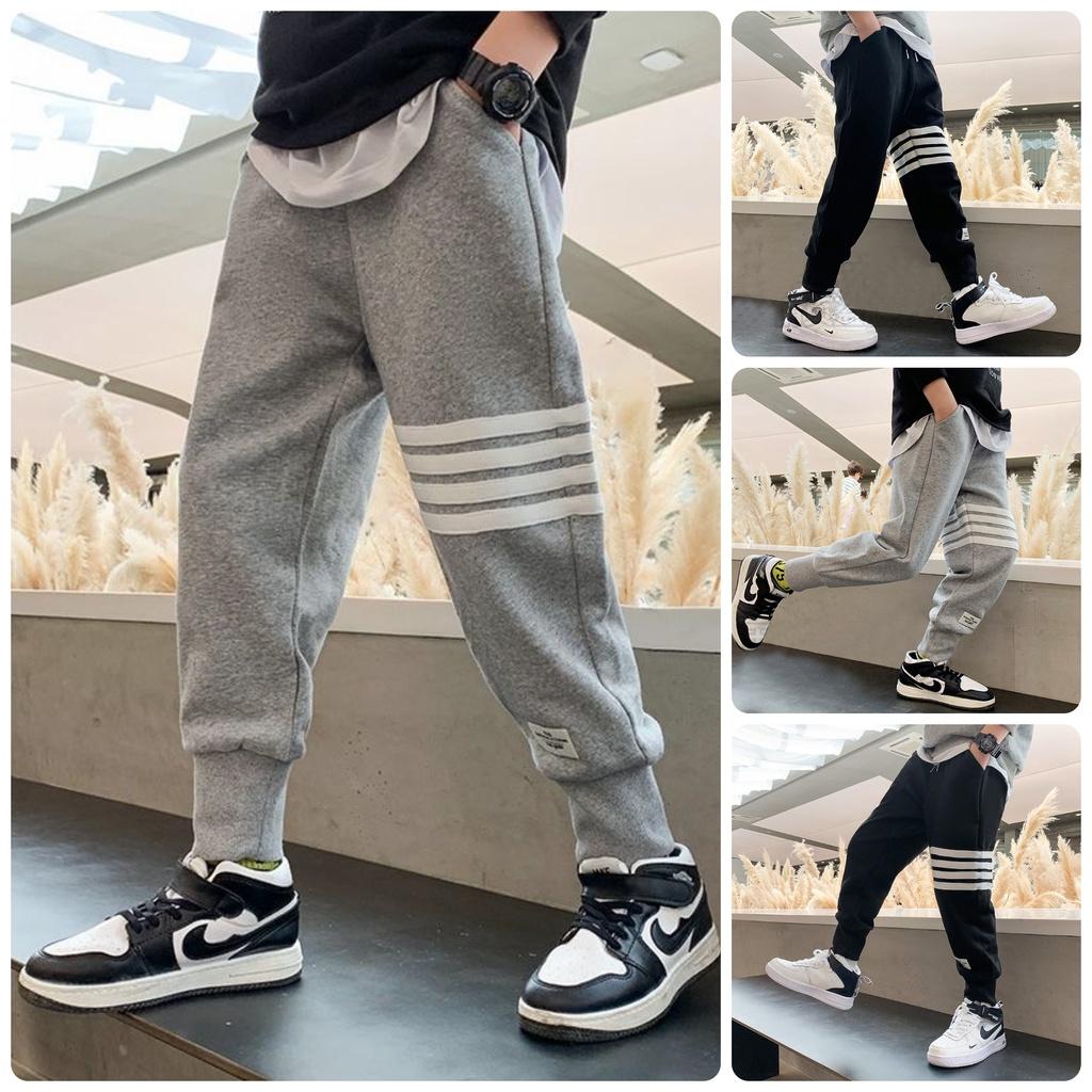 QTT4 Size120-160 (18-40kg) Quần thun thể thao Jogger bé trai bé trai, co giãn mềm Quần áo trẻ em