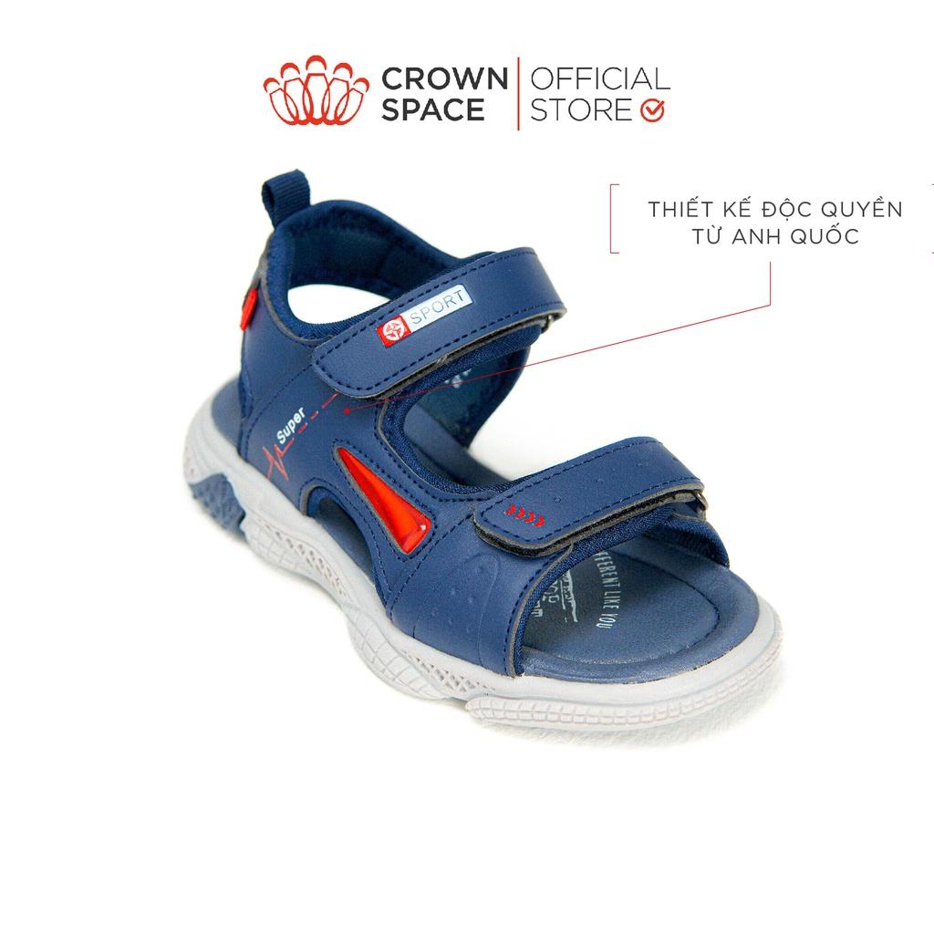 Dép Quai Hậu Sandal Bé Trai Đi Học Đi Chơi Crown Space Cao Cấp CRUK556 - Nhẹ Êm, Chống Hôi Chân Màu Xanh Size 26-35