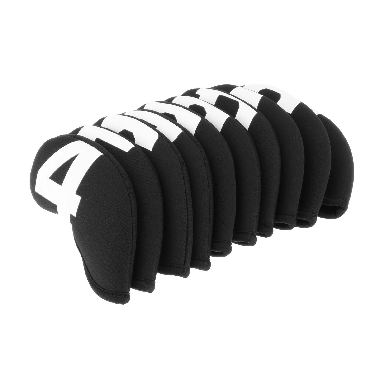 10Pcs Golf Iron Headcover Waterproof Head Cover Golfer Protection 4-9,A~X White