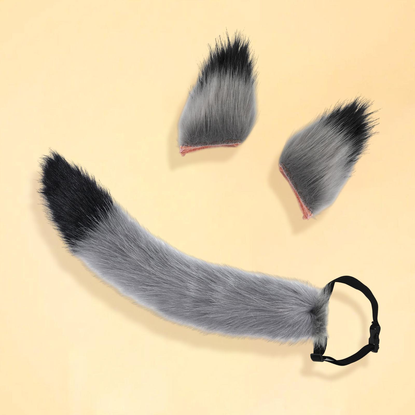 Fox Ears Tail Cosplay Props Hair Clips Attractive for Halloween