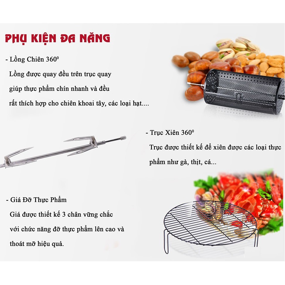 Nồi Chiên Không Khí Đa Năng Tiross TS903 - 11L (Đỏ Đen) - Hàng chính hãng