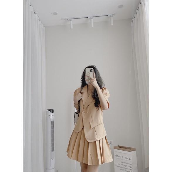 Set vest lệch áo + cv xếp li by samhyewear