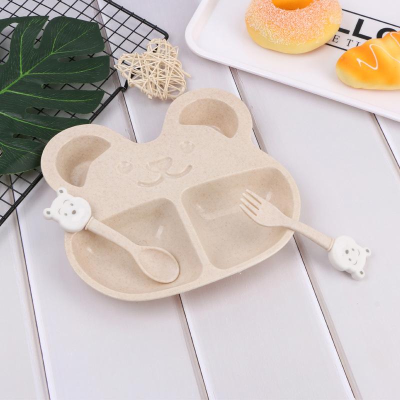 3 Lúa Mì Ống Hút Cho Bé Bộ 3 Thìa Ăn Uống Hoạt Hình Trẻ Em Huấn Luyện Bát Thìa Dĩa Trẻ Em Ăn Đĩa Bộ Đồ Ăn