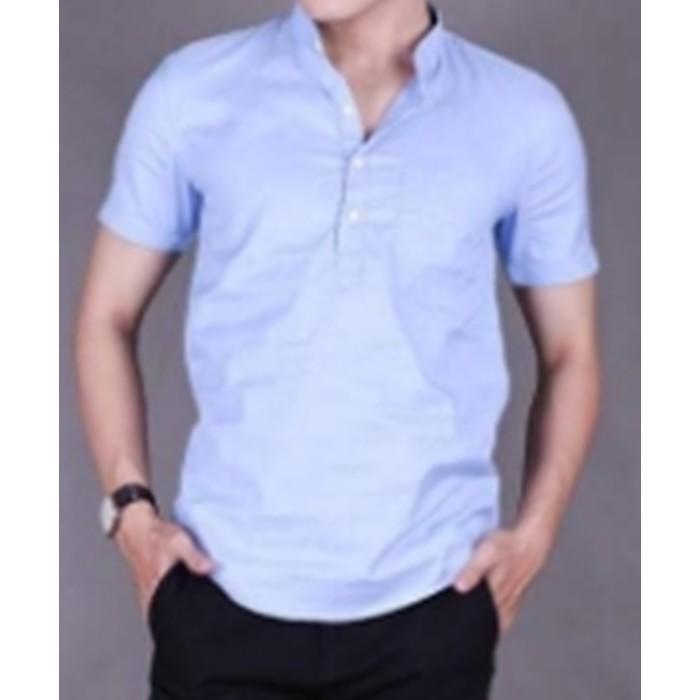 Áo sơ mi nam ngắn tay cổ trụ