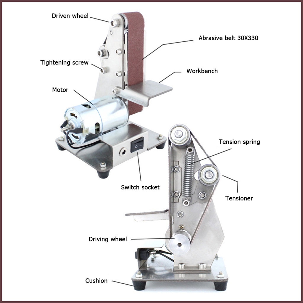Máy Mài Dây Đai Nhám Đa Năng 775, Máy Mài Đai Điện mini, Đánh bóng 110‑240V