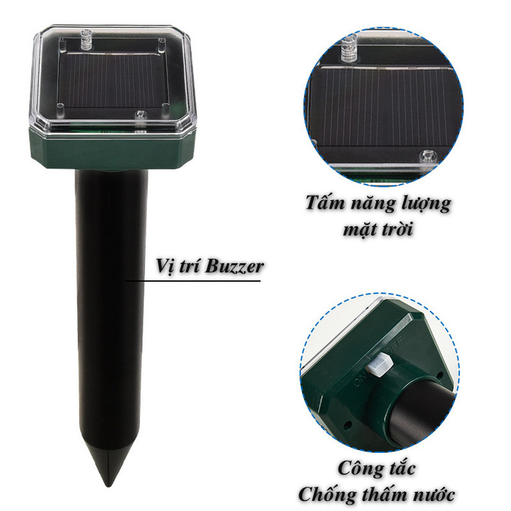 Bộ 2 LED SOLAR REPELLER Siêu Âm Đuổi Chuột, Rắn, Côn Trùng - Home and Garden