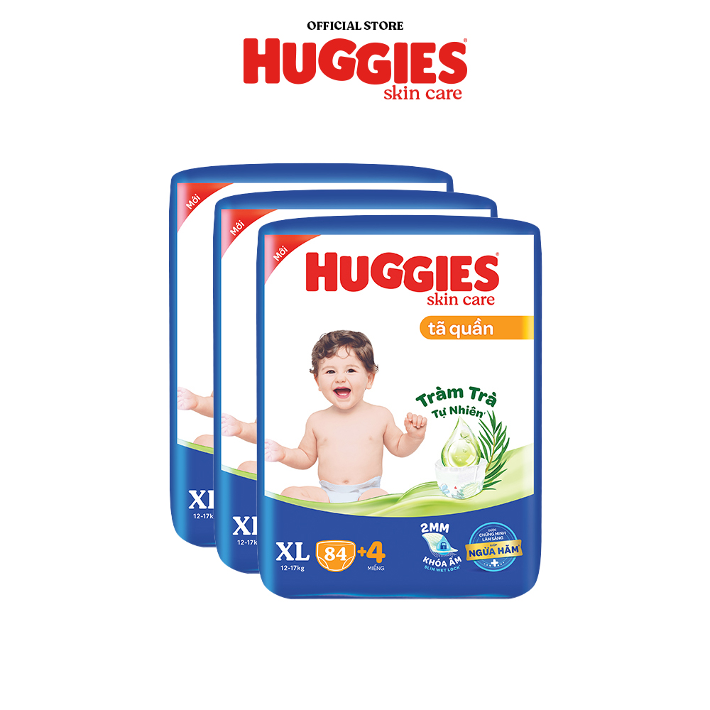 Combo 3 gói Tã quần Huggies Skincare Mega Jumbo M106/L96/XL84/XXL76